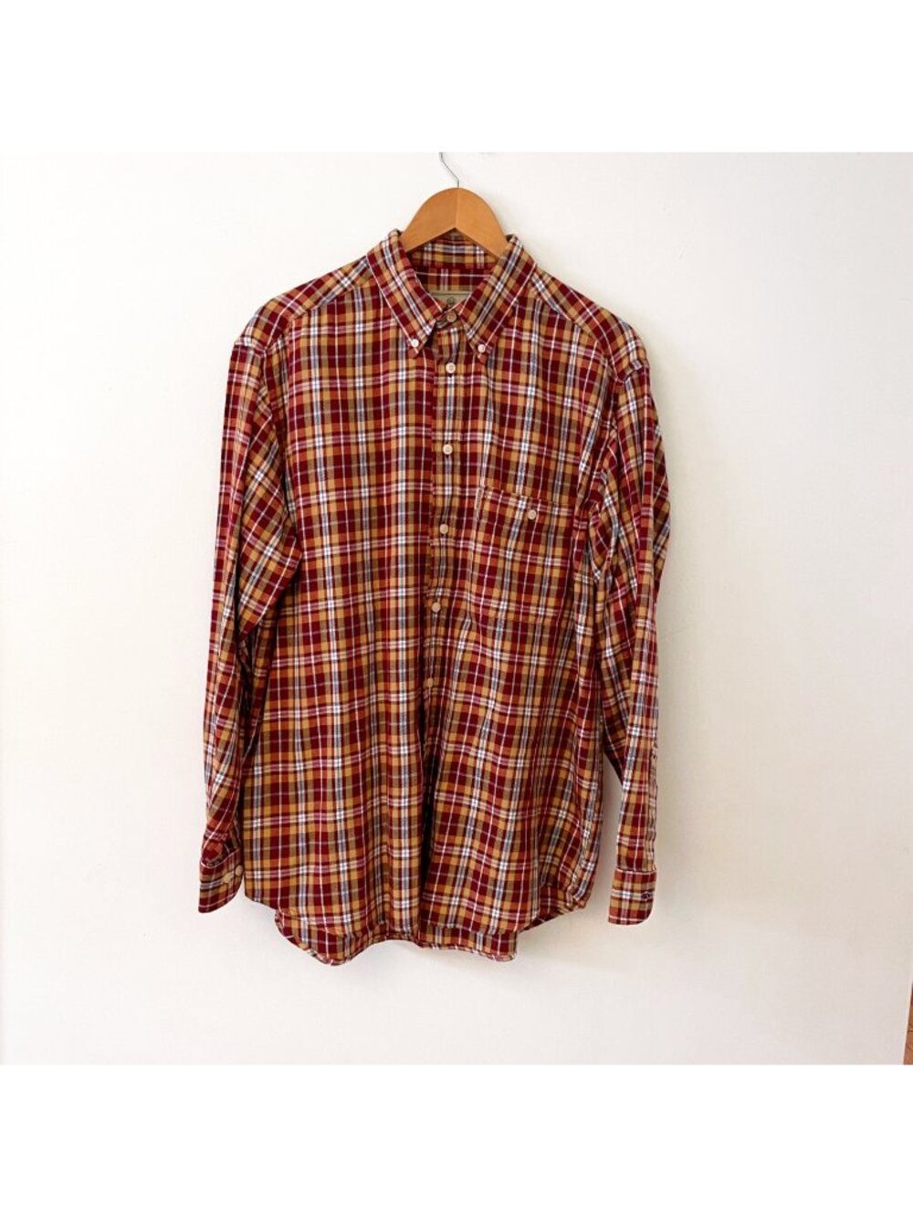 Beretta Men's Burgundy Plaid Button Down Shirt, Size Large